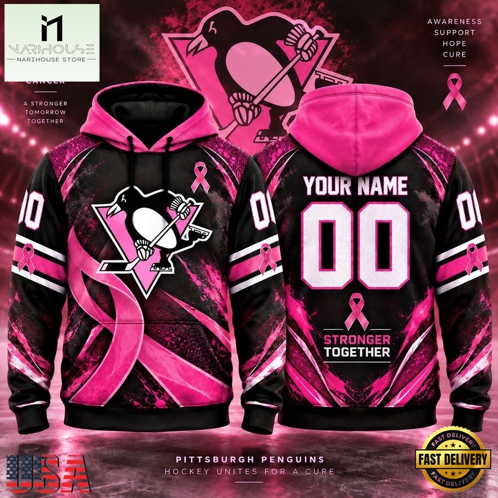 NHL Pittsburgh Penguins Pink Fights Breast Cancer 2026 Personalized Hoodie Shirt, NHL 3D Game Day Tee NHL Pittsburgh Penguins Pink Fights Breast Cancer 2026 Personalized Hoodie Shirt, NHL 3D Game Day Tee