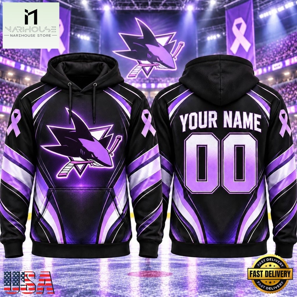 NHL San Jose Sharks 2026 Hockey Fights Cancer Personalized Hoodie Shirt, NHL 3D Game Day Tee NHL San Jose Sharks 2026 Hockey Fights Cancer Personalized Hoodie Shirt, NHL 3D Game Day Tee