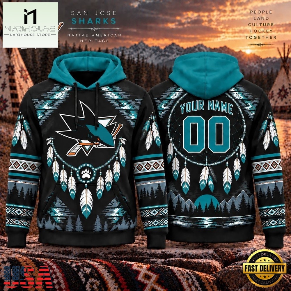 NHL San Jose Sharks 2026 Native American Heritage Design Hoodie Shirt, NHL 3D Game Day Tee NHL San Jose Sharks 2026 Native American Heritage Design Hoodie Shirt, NHL 3D Game Day Tee