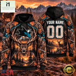 NHL San Jose Sharks 2026 Personalized Hunting Camo Design Hoodie, NHL 3D Game Day Tee Nhl San Jose Sharks 2026 Personalized Hunting Camo Design Hoodie