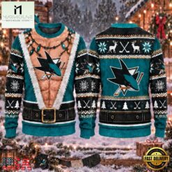 NHL San Jose Sharks Funny Body Christmas Ugly Sweater, NHL 3D Game Day Tee Nhl San Jose Sharks Funny Body Christmas Ugly Sweater