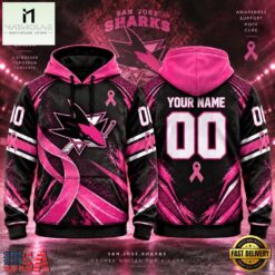 NHL San Jose Sharks Pink Fights Breast Cancer 2026 Personalized Hoodie Shirt, NHL 3D Game Day Tee Nhl San Jose Sharks Pink Fights Breast Cancer 2026 Personalized Hoodie Shirt
