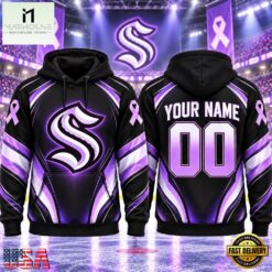 NHL Seattle Kraken 2026 Hockey Fights Cancer Personalized Hoodie Shirt, NHL 3D Game Day Tee Nhl Seattle Kraken 2026 Hockey Fights Cancer Personalized Hoodie Shirt