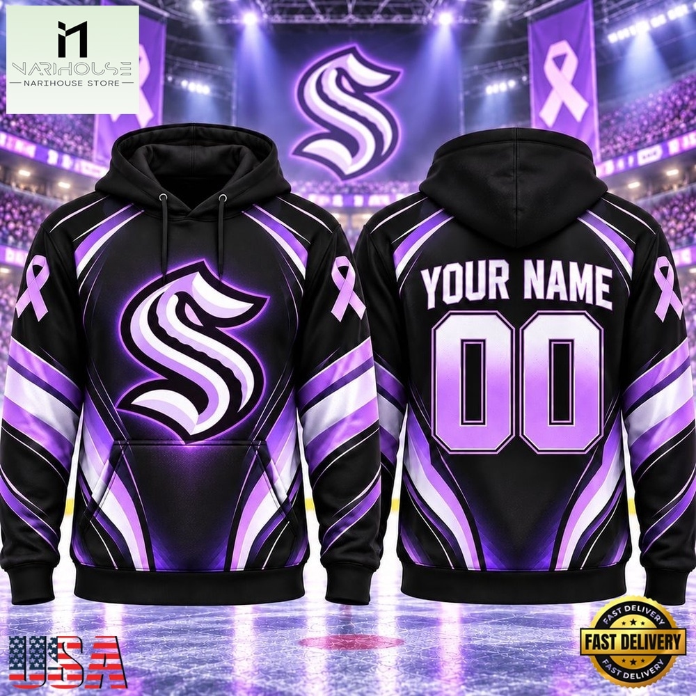 NHL Seattle Kraken 2026 Hockey Fights Cancer Personalized Hoodie Shirt, NHL 3D Game Day Tee NHL Seattle Kraken 2026 Hockey Fights Cancer Personalized Hoodie Shirt, NHL 3D Game Day Tee