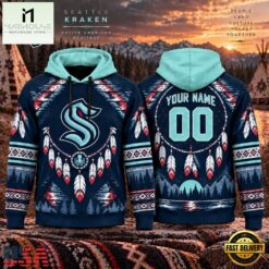 NHL Seattle Kraken 2026 Native American Heritage Design Hoodie Shirt, NHL 3D Game Day Tee Nhl Seattle Kraken 2026 Native American Heritage Design Hoodie Shirt