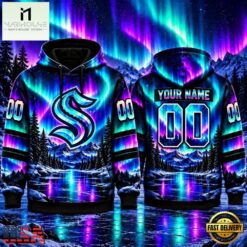 NHL Seattle Kraken Special Design With Northern Lights 2026 Hoodie Shirt, NHL 3D Game Day Tee Nhl Seattle Kraken Special Design With Northern Lights 2026 Hoodie Shirt