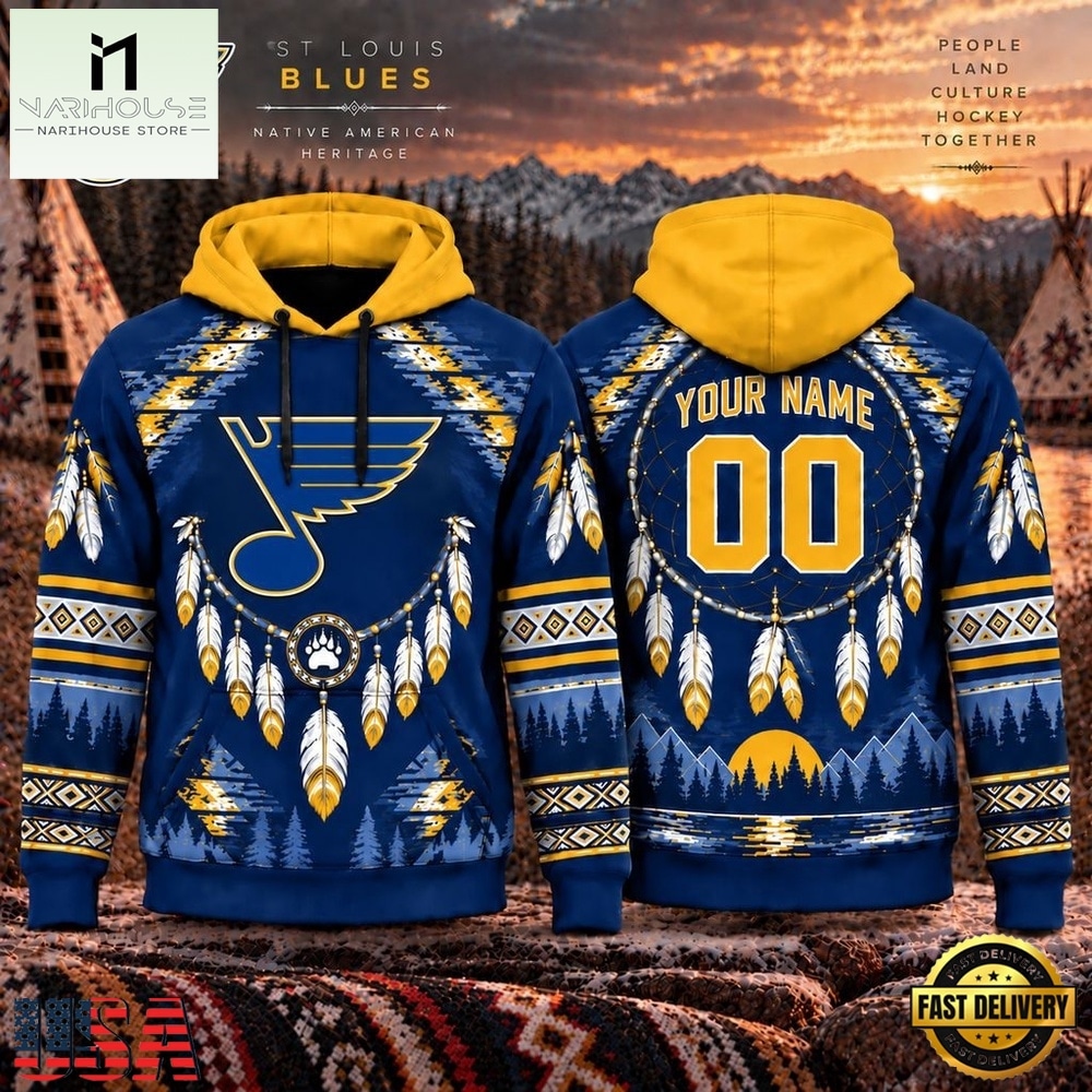 NHL St. Louis Blues 2026 Native American Heritage Design Hoodie Shirt, NHL 3D Game Day Tee NHL St. Louis Blues 2026 Native American Heritage Design Hoodie Shirt, NHL 3D Game Day Tee