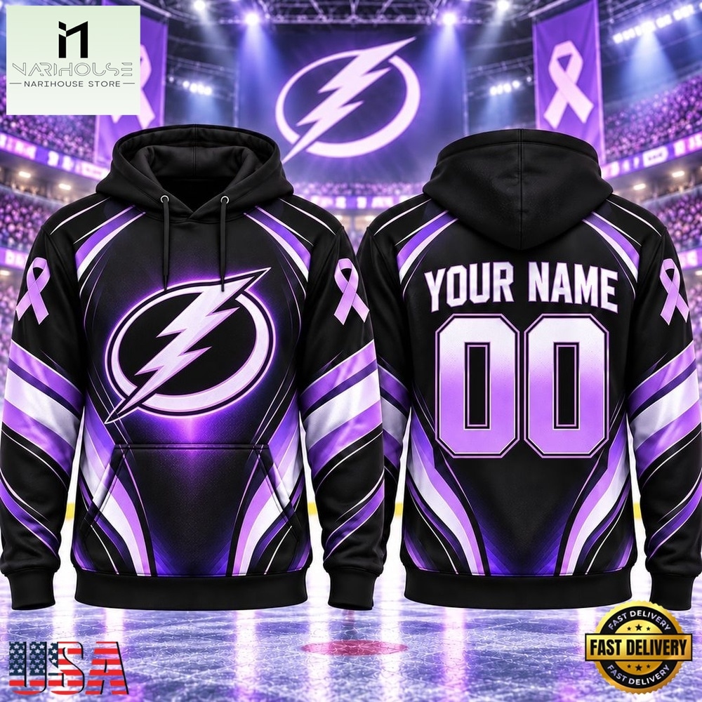 NHL Tampa Bay Lightning 2026 Hockey Fights Cancer Personalized Hoodie Shirt, NHL 3D Game Day Tee NHL Tampa Bay Lightning 2026 Hockey Fights Cancer Personalized Hoodie Shirt, NHL 3D Game Day Tee