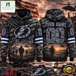 NHL Tampa Bay Lightning Military Appreciation Design Personalized Hoodie, NHL 3D Game Day Tee Nhl Tampa Bay Lightning Military Appreciation Design Personalized Hoodie