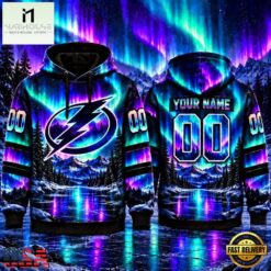 NHL Tampa Bay Lightning Special Design With Northern Lights 2026 Hoodie Shirt, NHL 3D Game Day Tee Nhl Tampa Bay Lightning Special Design With Northern Lights 2026 Hoodie Shirt