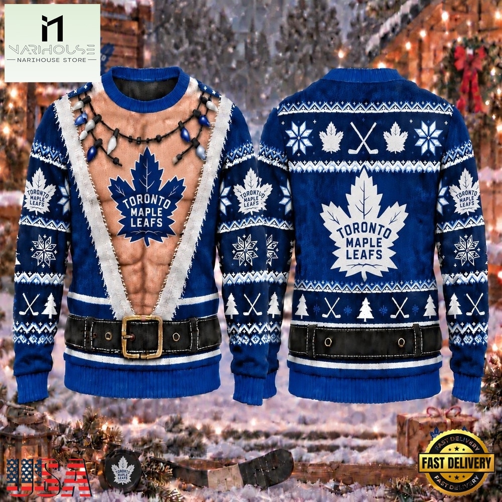 NHL Toronto Maple Leafs Funny Body Christmas Ugly Sweater, NHL 3D Game Day Tee NHL Toronto Maple Leafs Funny Body Christmas Ugly Sweater, NHL 3D Game Day Tee
