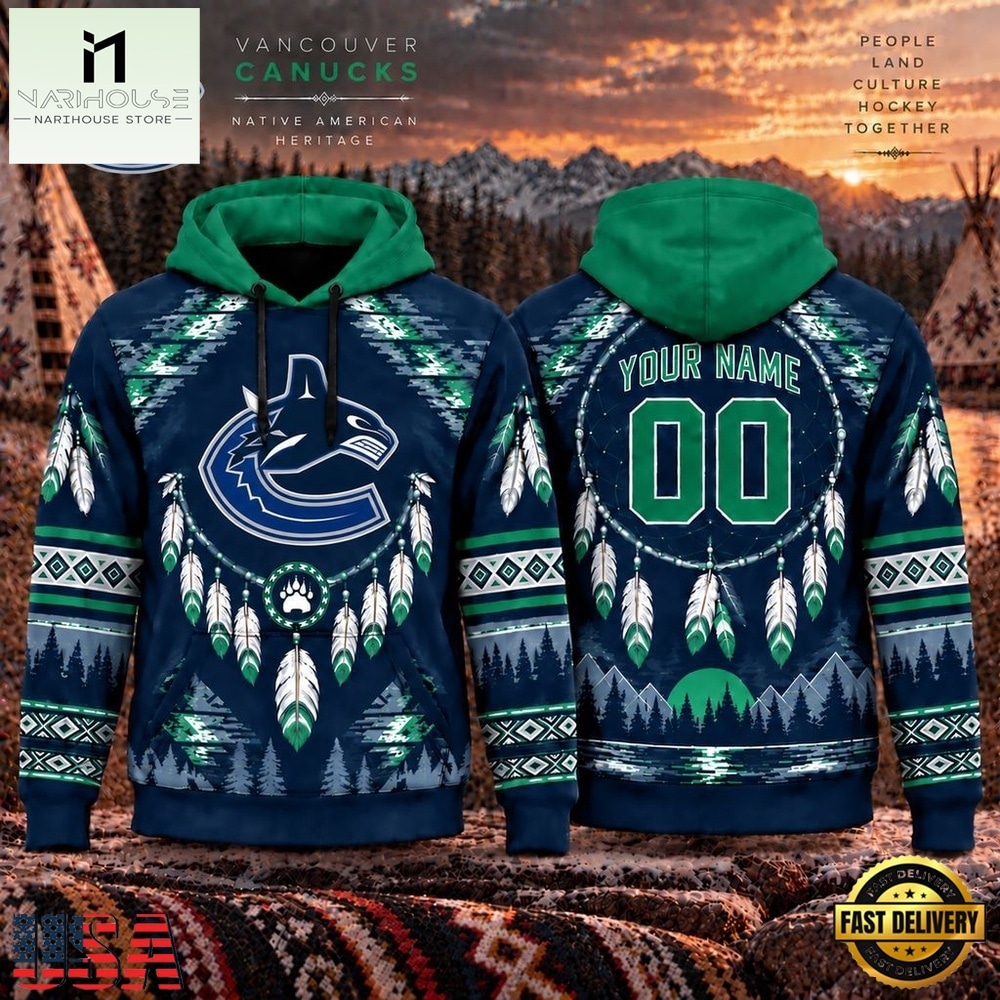 NHL Vancouver Canucks 2026 Native American Heritage Design Hoodie Shirt, NHL 3D Game Day Tee NHL Vancouver Canucks 2026 Native American Heritage Design Hoodie Shirt, NHL 3D Game Day Tee