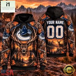 NHL Vancouver Canucks 2026 Personalized Hunting Camo Design Hoodie, NHL 3D Game Day Tee Nhl Vancouver Canucks 2026 Personalized Hunting Camo Design Hoodie