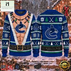NHL Vancouver Canucks Funny Body Christmas Ugly Sweater, NHL 3D Game Day Tee Nhl Vancouver Canucks Funny Body Christmas Ugly Sweater