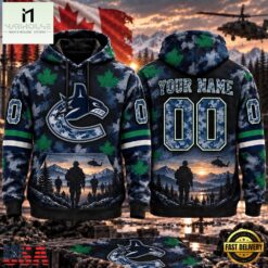 NHL Vancouver Canucks Military Appreciation Design Personalized Hoodie, NHL 3D Game Day Tee Nhl Vancouver Canucks Military Appreciation Design Personalized Hoodie