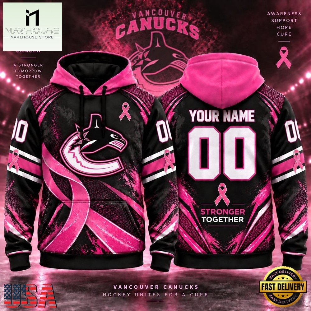 NHL Vancouver Canucks Pink Fights Breast Cancer 2026 Personalized Hoodie Shirt, NHL 3D Game Day Tee NHL Vancouver Canucks Pink Fights Breast Cancer 2026 Personalized Hoodie Shirt, NHL 3D Game Day Tee