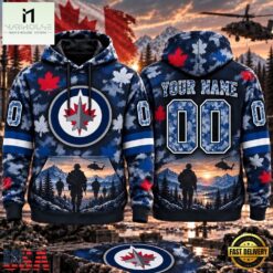 NHL Winnipeg Jets Military Appreciation Design Personalized Hoodie, NHL 3D Game Day Tee Nhl Winnipeg Jets Military Appreciation Design Personalized Hoodie