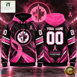 NHL Winnipeg Jets Pink Fights Breast Cancer 2026 Personalized Hoodie Shirt, NHL 3D Game Day Tee Nhl Winnipeg Jets Pink Fights Breast Cancer 2026 Personalized Hoodie Shirt