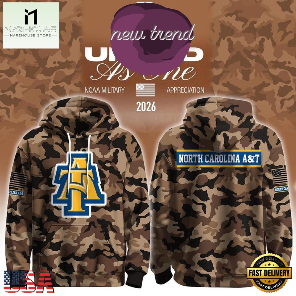 North Carolina A&T State Football Military Appreciation 2026 Hoodie, Hot 3D Shirt Trend North Carolina A&T State Football Military Appreciation 2026 Hoodie, Hot 3D Shirt Trend