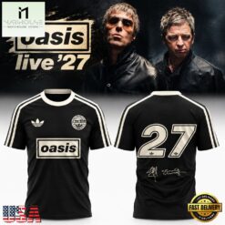 Oasis Live ‘27 Signature Raglan Black T Shirt, Popular 3D Music Tee Oasis Live 27 Signature Raglan Black T Shirt
