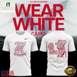 Ole Miss Rebels Wear Camo 2026 Limited Edition White T Shirt, Hot 3D Shirt Trend Ole Miss Rebels Wear Camo 2026 Limited Edition White T Shirt