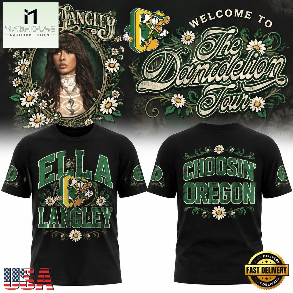 Oregon Ducks x Ella Langley Choosin Oregon The Dandelion Tour 2026 Black T Shirt, Popular 3D Music Tee Oregon Ducks x Ella Langley Choosin Oregon The Dandelion Tour 2026 Black T Shirt, Popular 3D Music Tee