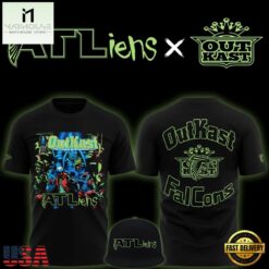 Outkast x Atlanta Falcons 30th Anniversary ATLiens 2026 T Shirt, Popular 3D Music Tee Outkast X Atlanta Falcons 30th Anniversary Atliens 2026 T Shirt