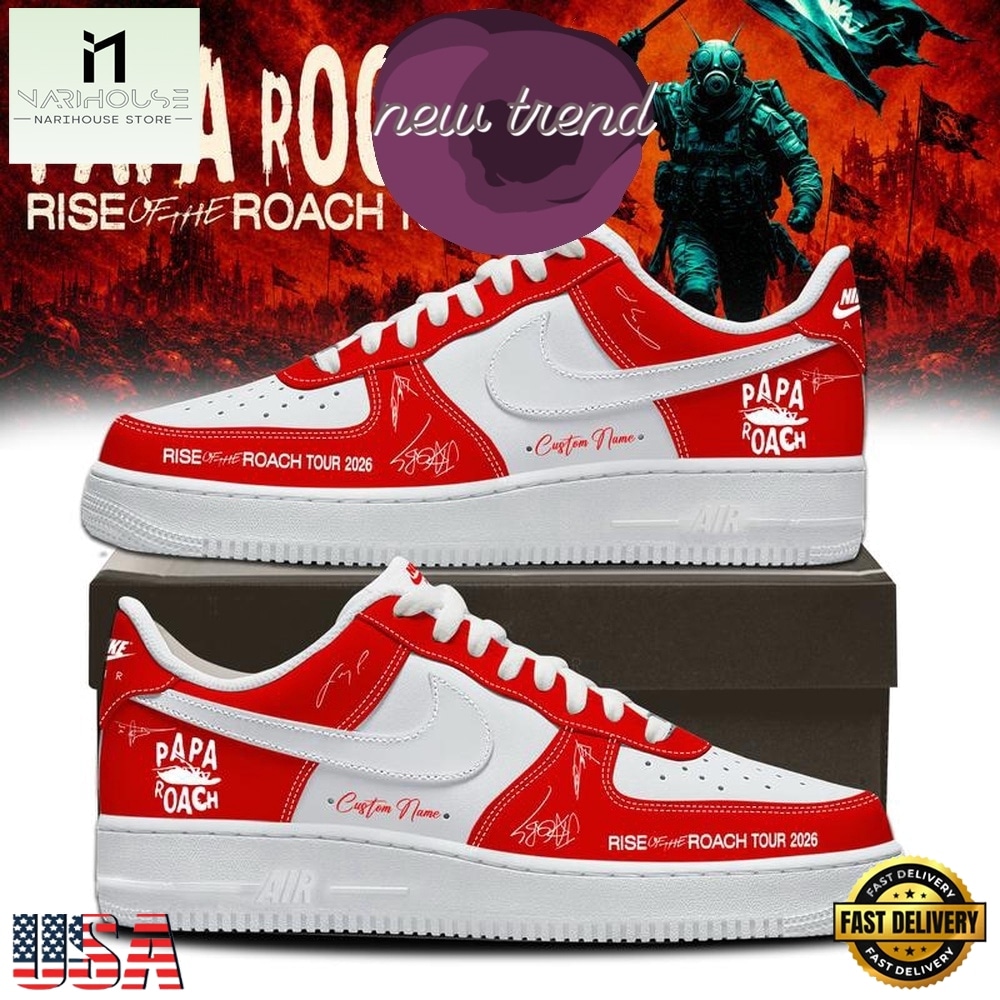 Papa Roach Rise of the Roach World Tour 2026 Red Air Force 1 Shoes Sneakers, Music Artist AF1 Shoes Papa Roach Rise of the Roach World Tour 2026 Red Air Force 1 Shoes Sneakers, Music Artist AF1 Shoes