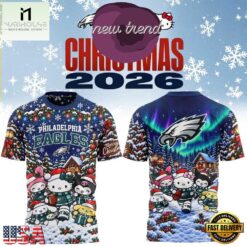 Philadelphia Eagles Hello Kitty Christmas Day 2026 Special New T Shirt, Hot 3D Shirt Trend Philadelphia Eagles Hello Kitty Christmas Day 2026 Special New T Shirt