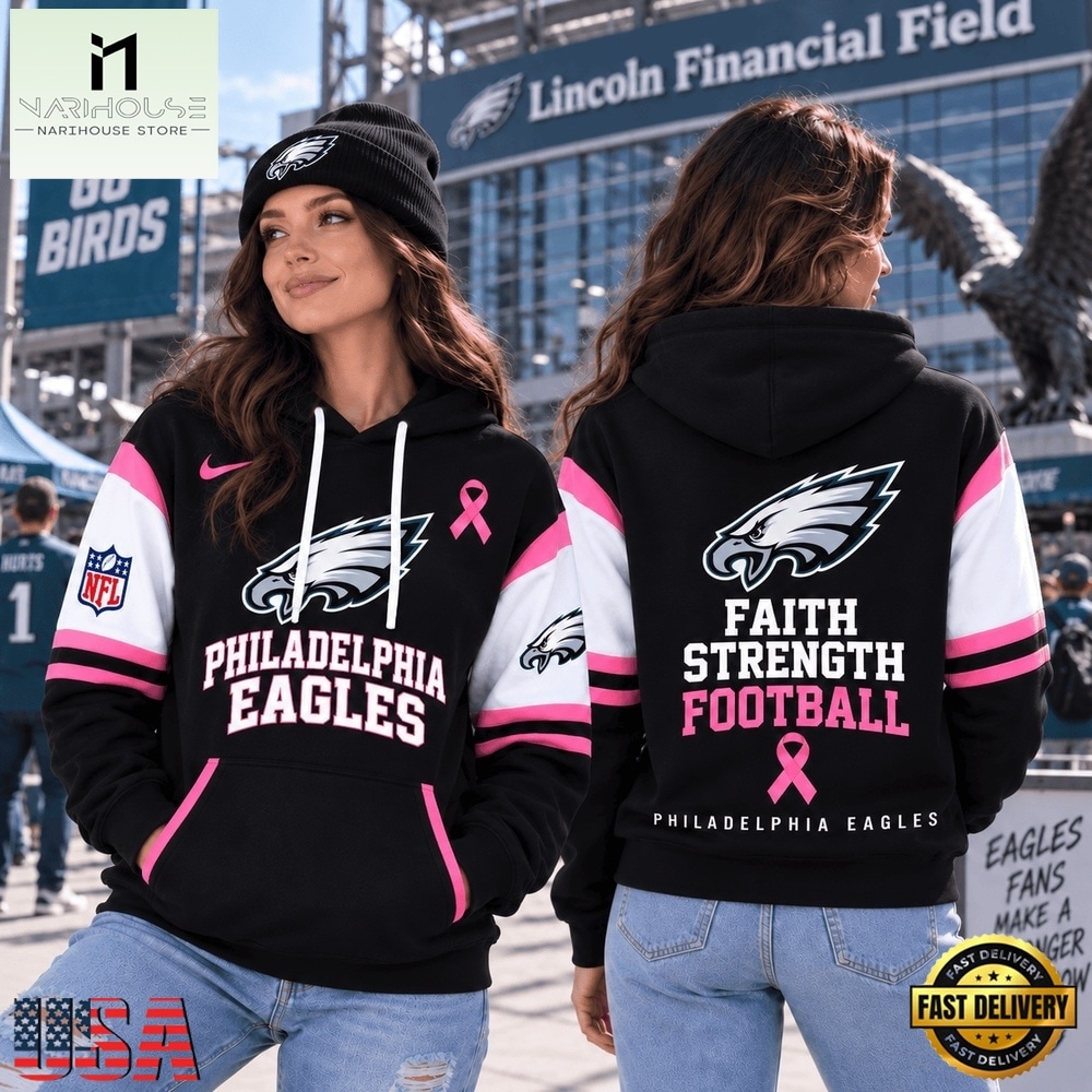 Philadelphia Eagles NFL Breast Cancer Awareness Hoodie, Faith Strength Football 3D Shirt, NFL Sporty Shirt Philadelphia Eagles NFL Breast Cancer Awareness Hoodie, Faith Strength Football 3D Shirt, NFL Sporty Shirt