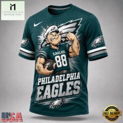 Philadelphia Eagles NFL Popeye Bold Cartoon Athletes 3D T Shirt, NFL Sporty Shirt Philadelphia Eagles Nfl Popeye Bold Cartoon Athletes 3D T Shirt