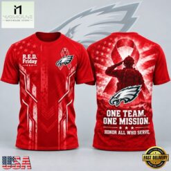 Philadelphia Eagles NFL RED Friday One Team One Mission Patriotic Soldier Tribute T Shirt, NFL Sporty Shirt Philadelphia Eagles Nfl Red Friday One Team One Mission Patriotic Soldier Tribute T Shirt