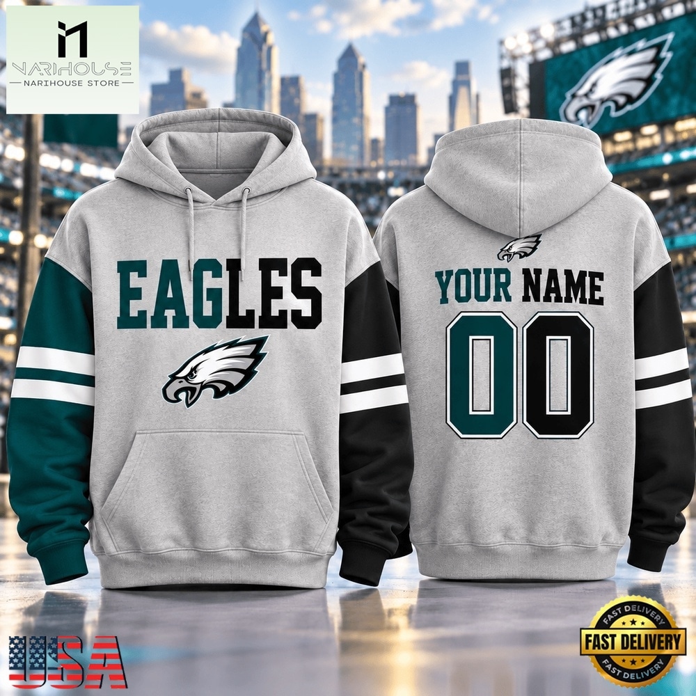 Philadelphia Eagles NFL Two Tone Colorblock Varsity Hoodie, NFL Sporty Shirt Philadelphia Eagles NFL Two Tone Colorblock Varsity Hoodie, NFL Sporty Shirt