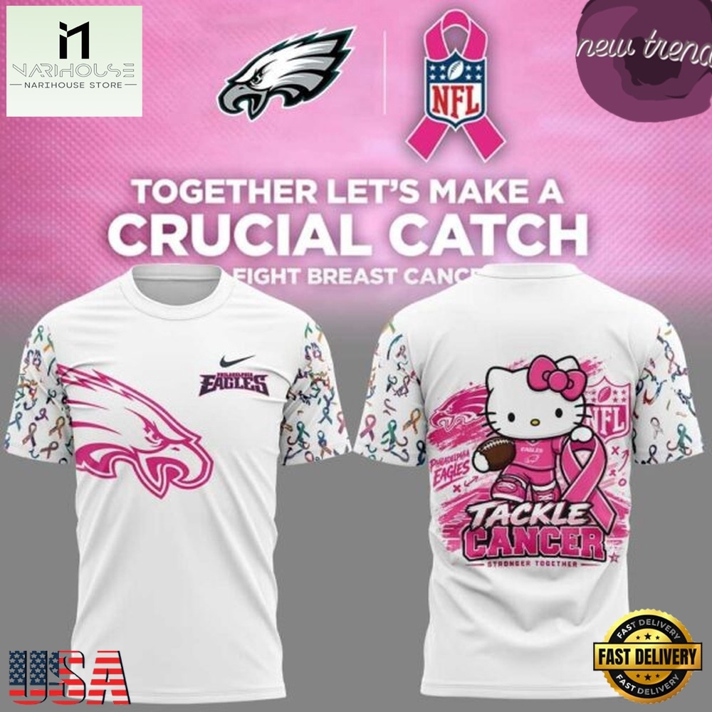 Philadelphia Eagles x Hello Kitty Crucial Catch 2026 T Shirt, Hot 3D Shirt Trend Philadelphia Eagles x Hello Kitty Crucial Catch 2026 T Shirt, Hot 3D Shirt Trend