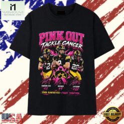 Pink Out Tackle Cancer Iowa Hawkeyes Fight Together T Shirt, Stylish 2D Graphic Shirt Pink Out Tackle Cancer Iowa Hawkeyes Fight Together T Shirt