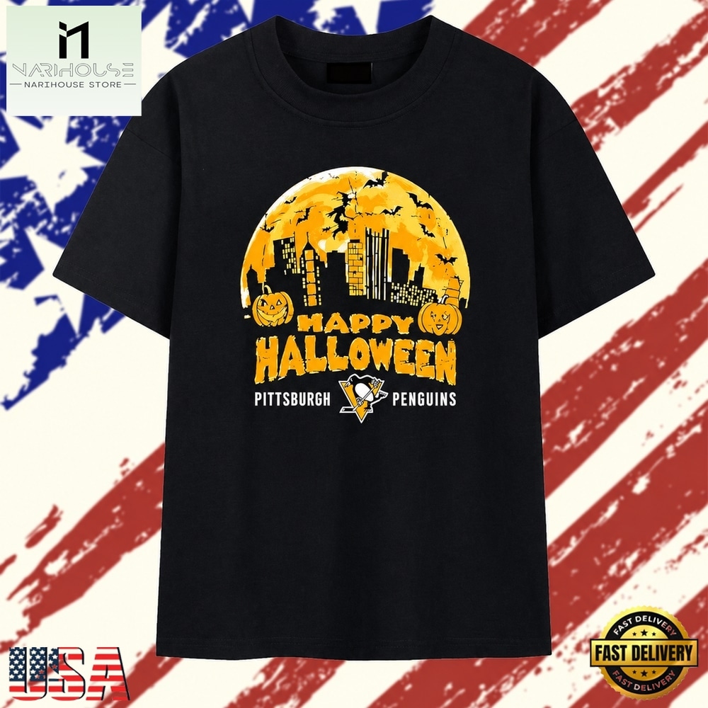 Pittsburgh Penguins Happy Halloween NHL T Shirt, Stylish 2D Graphic Shirt Pittsburgh Penguins Happy Halloween NHL T Shirt, Stylish 2D Graphic Shirt