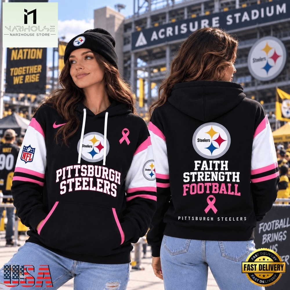 Pittsburgh Steelers NFL Breast Cancer Awareness Hoodie, Faith Strength Football 3D Shirt, NFL Sporty Shirt Pittsburgh Steelers NFL Breast Cancer Awareness Hoodie, Faith Strength Football 3D Shirt, NFL Sporty Shirt