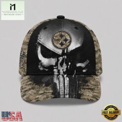 Pittsburgh Steelers NFL Halloween Military Skull Camo Classic Cap, NFL Trendy Cap Pittsburgh Steelers Nfl Halloween Military Skull Camo Classic Cap