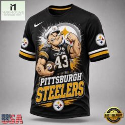 Pittsburgh Steelers NFL Popeye Bold Cartoon Athletes 3D T Shirt, NFL Sporty Shirt Pittsburgh Steelers Nfl Popeye Bold Cartoon Athletes 3D T Shirt