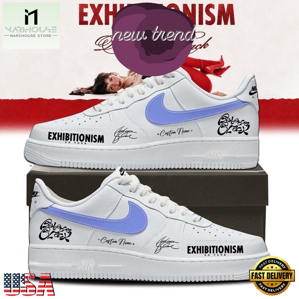 Rebecca Black Exhibitionism on Tour 2026 White Air Force 1 Shoes Sneakers, Music Artist AF1 Shoes Rebecca Black Exhibitionism on Tour 2026 White Air Force 1 Shoes Sneakers, Music Artist AF1 Shoes
