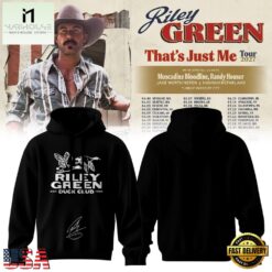Riley Green That’s Just Me Tour 2027 Signed Black Hoodie, Popular 3D Music Tee Riley Green That S Just ME Tour 2027 Signed Black Hoodie
