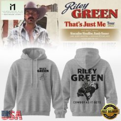 Riley Green That’s Just Me Tour 2027 Signed Grey Hoodie, Popular 3D Music Tee Riley Green That S Just ME Tour 2027 Signed Grey Hoodie
