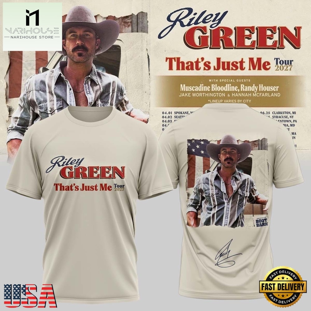 Riley Green That’s Just Me Tour 2027 Signed TShirt, Popular 3D Music Tee Riley Green That’s Just Me Tour 2027 Signed TShirt, Popular 3D Music Tee