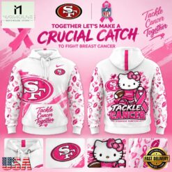 San Francisco 49ers Breast Cancer Awareness x Hello Kitty Tackle Cancer Together Hoodie, Hot 3D Shirt Trend San Francisco 49ers Breast Cancer Awareness X Hello Kitty Tackle Cancer Together Hoodie