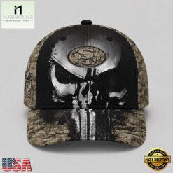 San Francisco 49ers NFL Halloween Military Skull Camo Classic Cap, NFL Trendy Cap San Francisco 49ers Nfl Halloween Military Skull Camo Classic Cap
