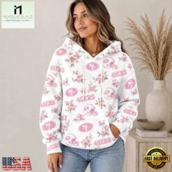 San Francisco 49ers NFL Pink Floral Team Pride Hoodie Shirt, NFL Sporty Shirt San Francisco 49ers Nfl Pink Floral Team Pride Hoodie Shirt