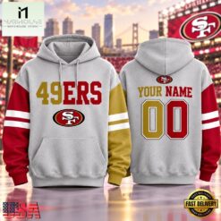 San Francisco 49ers NFL Two Tone Colorblock Varsity Hoodie, NFL Sporty Shirt San Francisco 49ers Nfl Two Tone Colorblock Varsity Hoodie