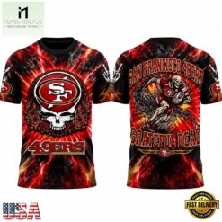 San Francisco 49ers x Grateful Dead Skeletons 2026 Limited Edition 3D Shirt, Hot 3D Shirt Trend San Francisco 49ers X Grateful Dead Skeletons 2026 Limited Edition 3D Shirt
