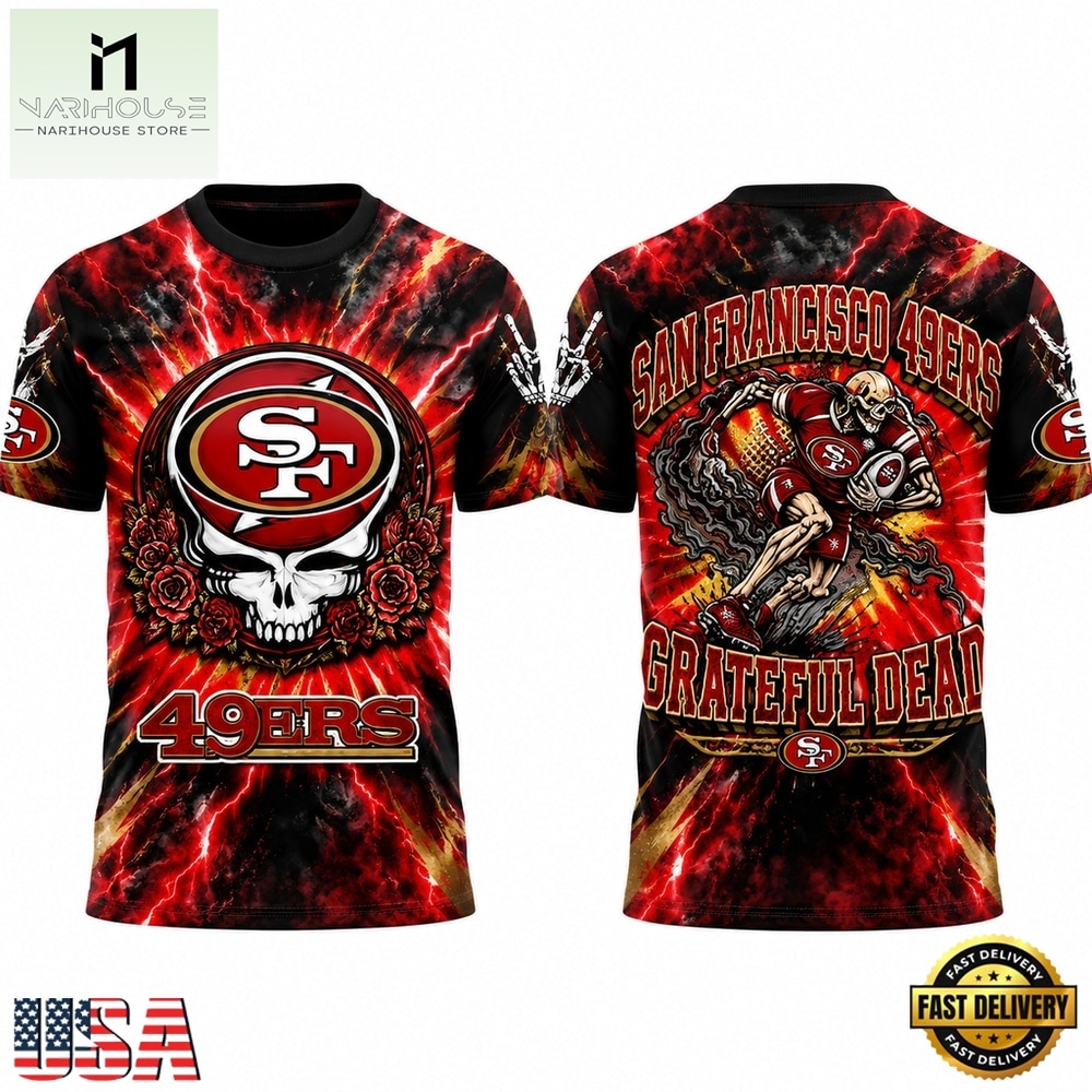 San Francisco 49ers x Grateful Dead Skeletons 2026 Limited Edition 3D Shirt, Hot 3D Shirt Trend San Francisco 49ers x Grateful Dead Skeletons 2026 Limited Edition 3D Shirt, Hot 3D Shirt Trend