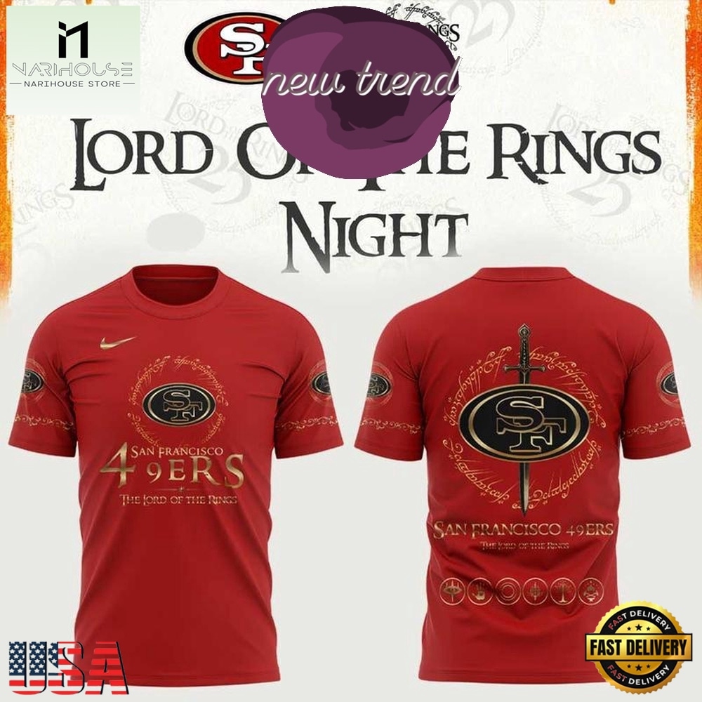 San Francisco 49ers x The Lord of the Rings 2026 Special New Red T Shirt, Hot 3D Shirt Trend San Francisco 49ers x The Lord of the Rings 2026 Special New Red T Shirt, Hot 3D Shirt Trend